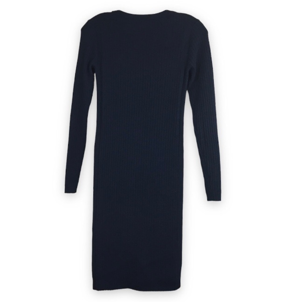 Everlane Luxe Black Wool Bland Ribbed Long Sleeve Dress Size XS - Picture 6 of 11